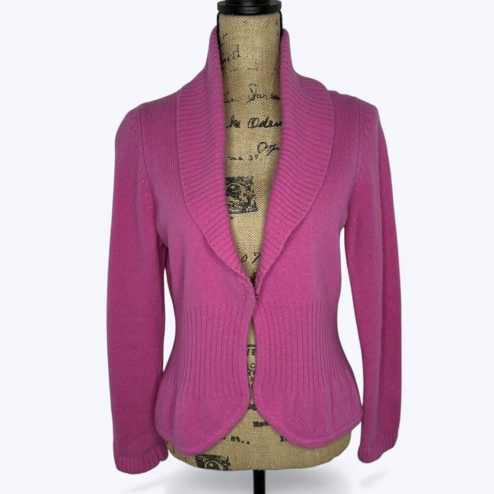 Pursuits Ltd Pink Lambswool Angora Cardigan‎ Sz M Feminine Cozy Layer Soft Girl